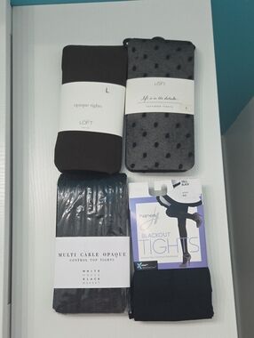 Tights Bundle- Opaque, Polka Dot, Multi Cable Opaque Size L